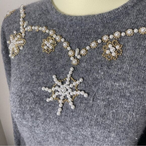 Vintage Hasting's & Smith Lambs Wool/Angora Gray Pearled Sweater Women's Size S - Picture 4 of 16